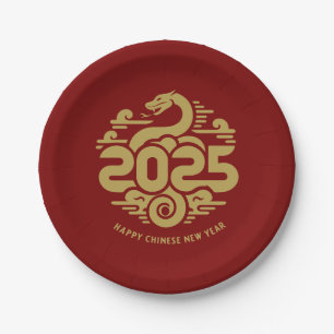 Assiettes En Carton Nouvel An chinois du serpent 2025 Potluck familial