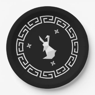 Assiettes En Carton Nouvel An Chinois Origami Rabbit & Stars Papier Pl