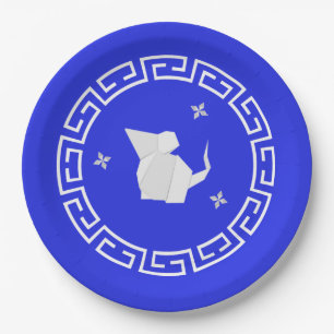 Assiettes En Carton Nouvel An Chinois Origami Rat & Etoiles