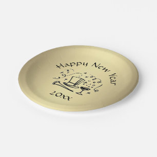 Assiettes En Carton Nouvel An Eve Gold Dat