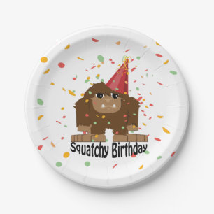 Assiettes En Carton Nouvel anniversaire de la petite Squatcha Bigfoot