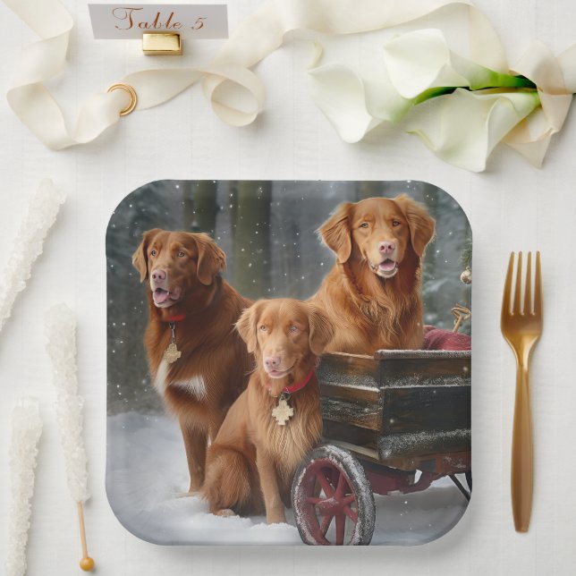 Assiettes En Carton Nouvelle-Écosse Duck Toller Retriever Snowden (Mariage)