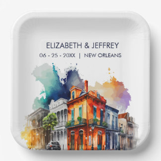 Assiettes En Carton Nouvelle-Orléans Nola Louisiana - Mariage d'aquare