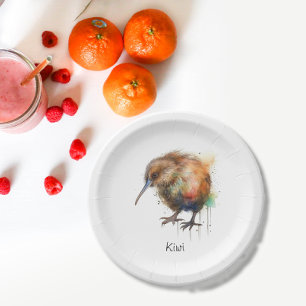 Assiettes En Carton Nouvelle-Zélande Kiwi aquarelle personnalisable