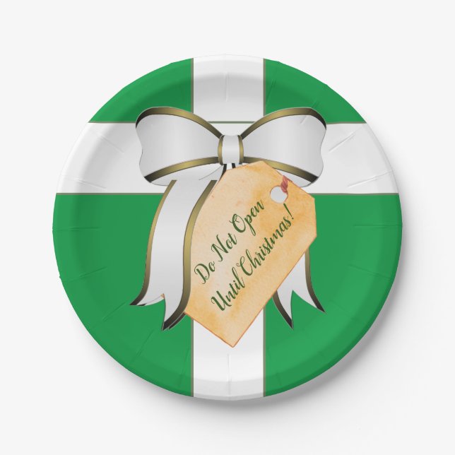 Assiettes En Carton N'ouvrez pas jusqu'à la plaque de papier de Noël (Devant)