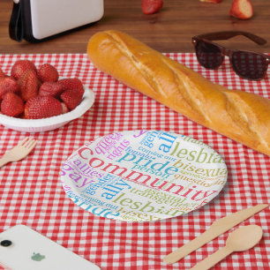 Assiettes En Carton Nuage de mots de la communauté arc-en-ciel LGBTQ+