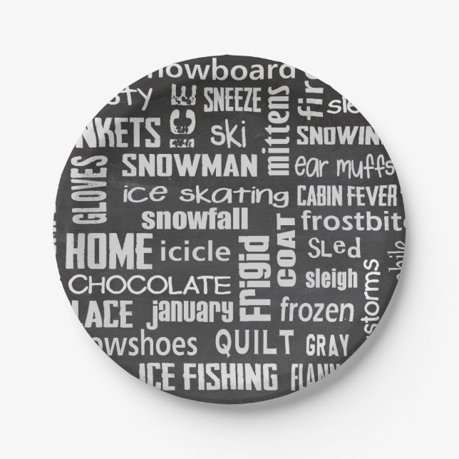 Assiettes En Carton Nuage d'hiver sur tableau à clous (Devant)