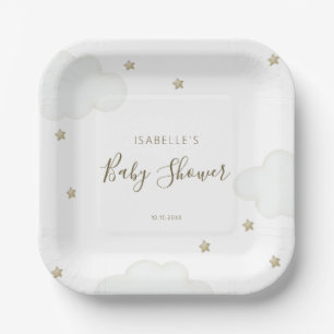 Assiettes En Carton Nuages et étoiles neutres selon le genre