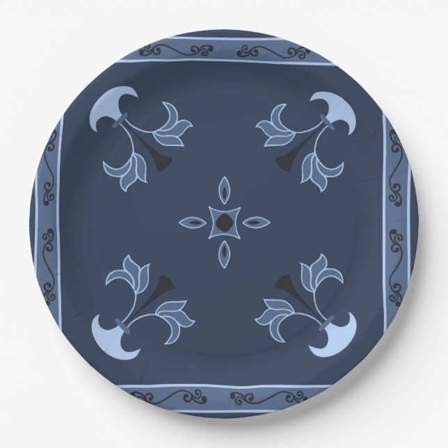 Assiettes En Carton Nuit bleue (Devant)