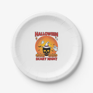 Assiettes En Carton Nuit effrayante d'Halloween Crâne Chapeau de sorci