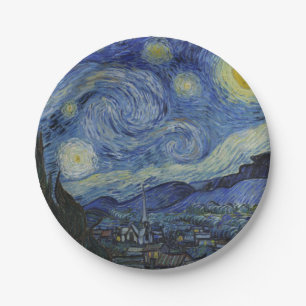 Assiettes En Carton "Nuit étoilée" par Van Gogh