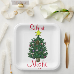 Assiettes En Carton Nuit silencieuse de l'arbre de Noël