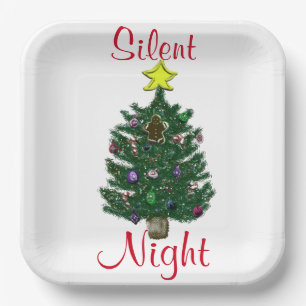 Assiettes En Carton Nuit silencieuse de l'arbre de Noël