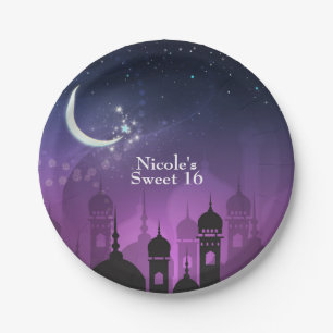 Assiettes En Carton Nuits arabes marocain clair de lune violet