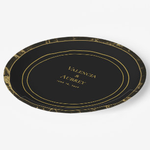 Assiettes En Carton Nuits En Granit & Or Mariage 9 Pouces Dîner