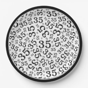 Assiettes En Carton Numéro aléatoire de 35 ans Motif noir/blanc