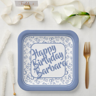 Assiettes En Carton Numéro aléatoire du 85e parti Motif bleu/blanc