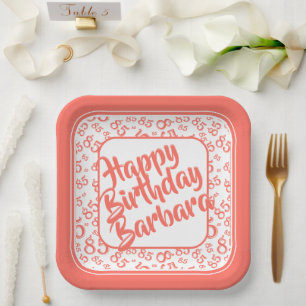 Assiettes En Carton Numéro aléatoire du 85e parti Motif coral/blanc