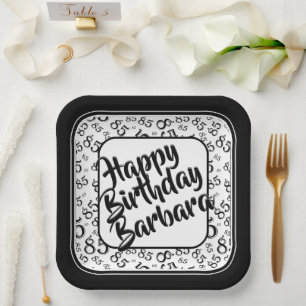 Assiettes En Carton Numéro aléatoire du 85e parti Motif noir/blanc