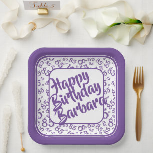 Assiettes En Carton Numéro aléatoire du 85e parti Motif violet/blanc