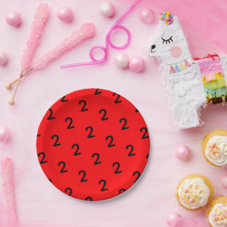 Assiettes En Carton Numéro Anniversaire Rouge