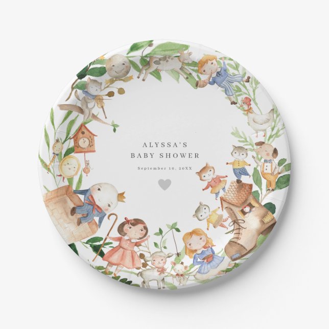 Assiettes En Carton Nursery Rhymes Baby Shower Paper Plates (Devant)