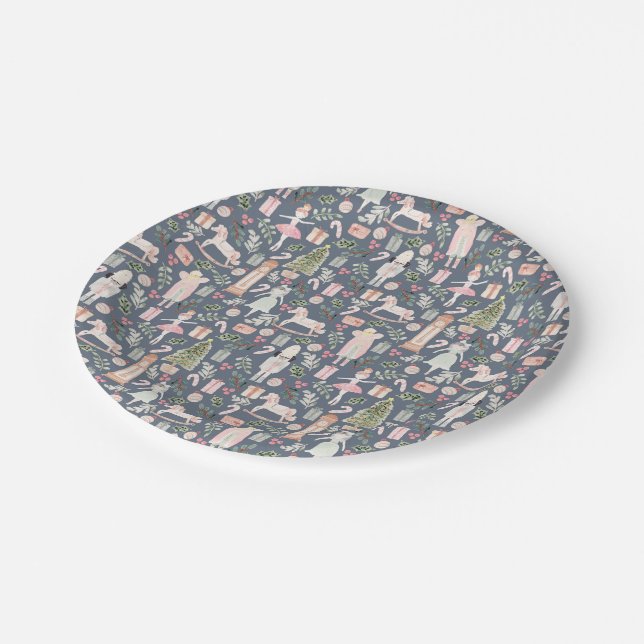 Assiettes En Carton Nutcracker aquarelle vacances (Angle)