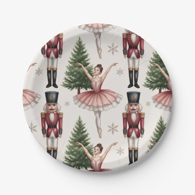 Assiettes En Carton Nutcracker Ballerina ballet dancer christmas tree  (Devant)