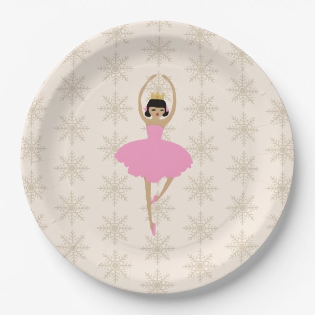 Assiettes En Carton Nutcracker Ballerina Snowflake Pattern (Devant)