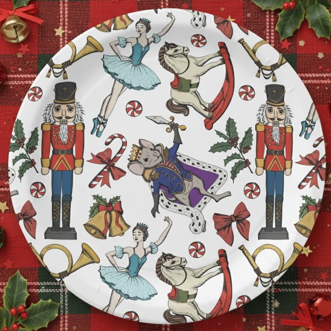 Assiettes En Carton Nutcracker Ballet Christmas Kids Xmas Party (Festive Xmas Nutcracker Ballet Kids Christmas Party Paper Plates. Nutcracker, Ballerina, Mouse King)