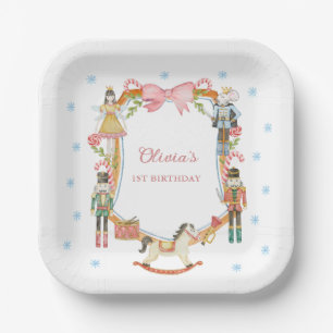 Assiettes En Carton Nutcracker Pink Christmas Girl 1er anniversaire
