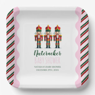 Assiettes En Carton Nutcracker rose fille Baby shower de Noël