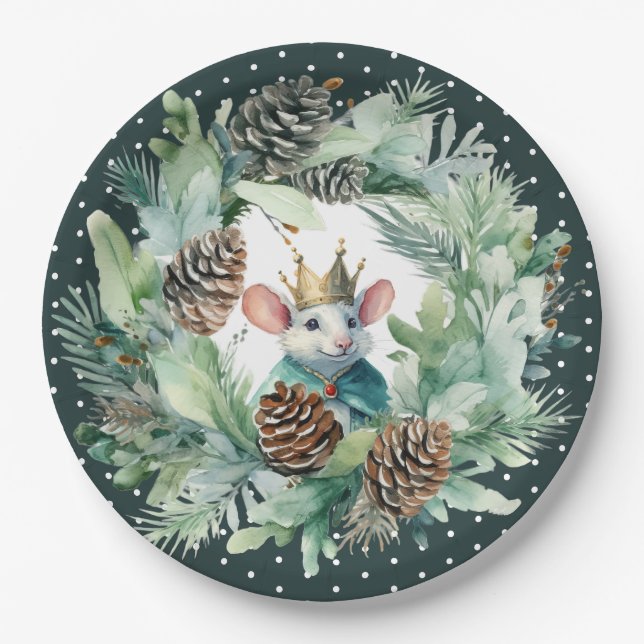 Assiettes En Carton Nutcracker thème Noël anniversaire (Devant)