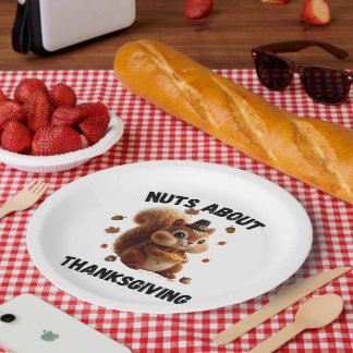 Assiettes En Carton Nuts About Pie – Cute Yarn Squirrel Thanksgiving 