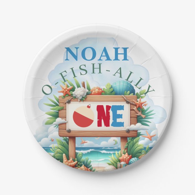 Assiettes En Carton O-Fish-Ally Le Gros Anniversaire De La Pêche (Devant)