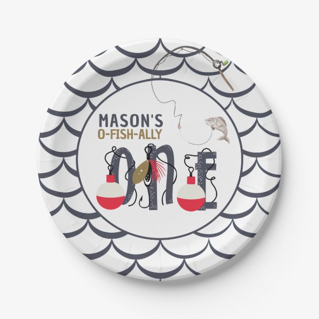 Assiettes En Carton O-Fish-ally One Fishing Anniversaire (Devant)