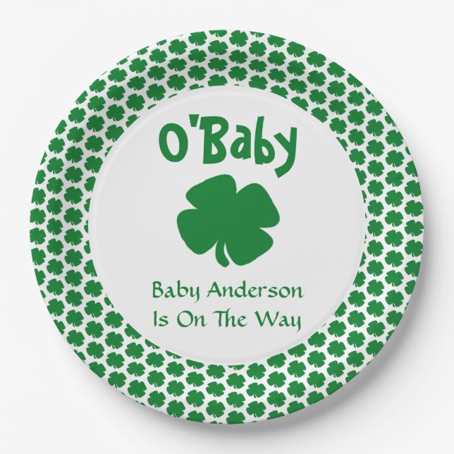 Assiettes En Carton O'Baby St Patrick's Day Baby shower (Devant)