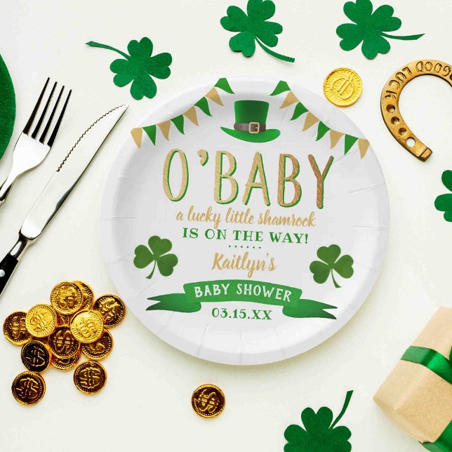 Assiettes En Carton O'Baby St. Patrick's Day Baby shower (Créateur téléchargé)