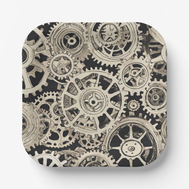 Assiettes En Carton Obtenez dans l'engrenage Robot Anniversaire de la  (Recto)