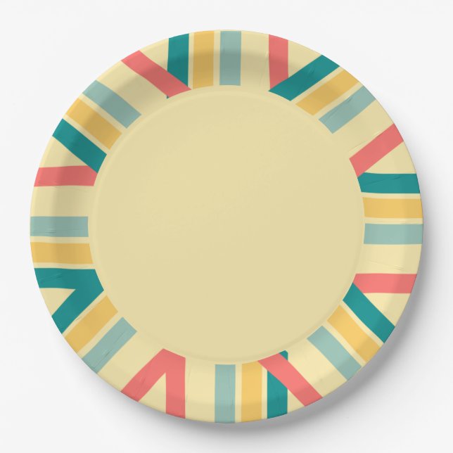 Assiettes En Carton Obtenons la plage multicolore (Devant)