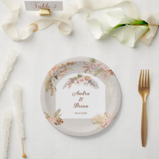 Assiettes En Carton Occasion spéciale Boho Pampas Grass