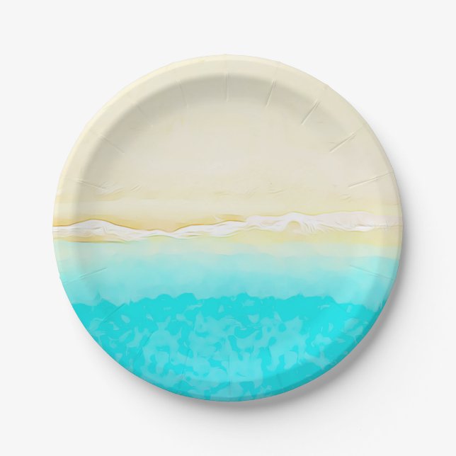 Assiettes En Carton Ocean Shore Turquoise Water jolies plaques en papi (Devant)