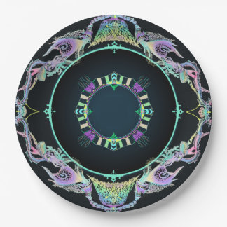 Assiettes En Carton Ocean Sketch sur Neon en noir