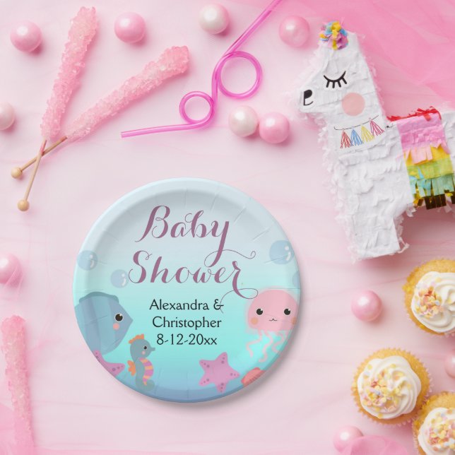 Assiettes En Carton Océan sous-marin Mer Animal Plage Baby shower fill (Fête)