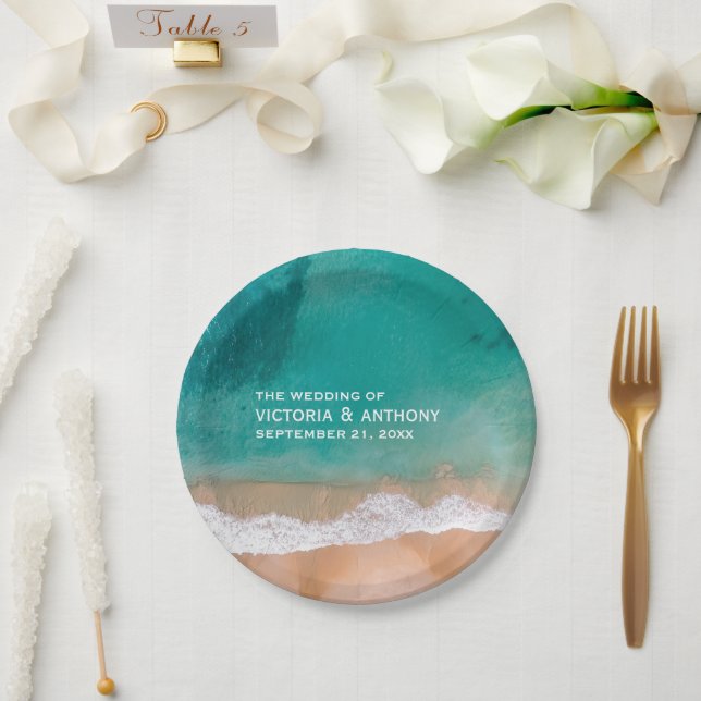 Assiettes En Carton Ocean Wave, Mariage plage (Mariage)