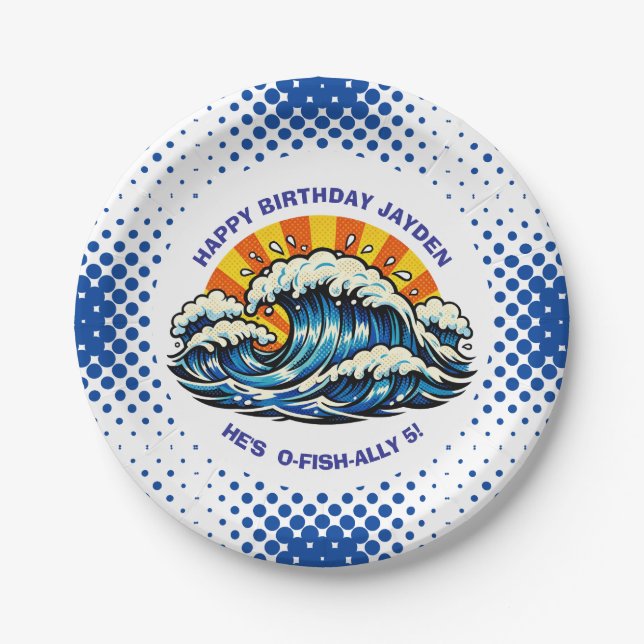 Assiettes En Carton Oceanic Maritime Ocean Themed for Boy's Birthday  (Devant)