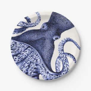 Assiettes En Carton Octopus bleu paysage