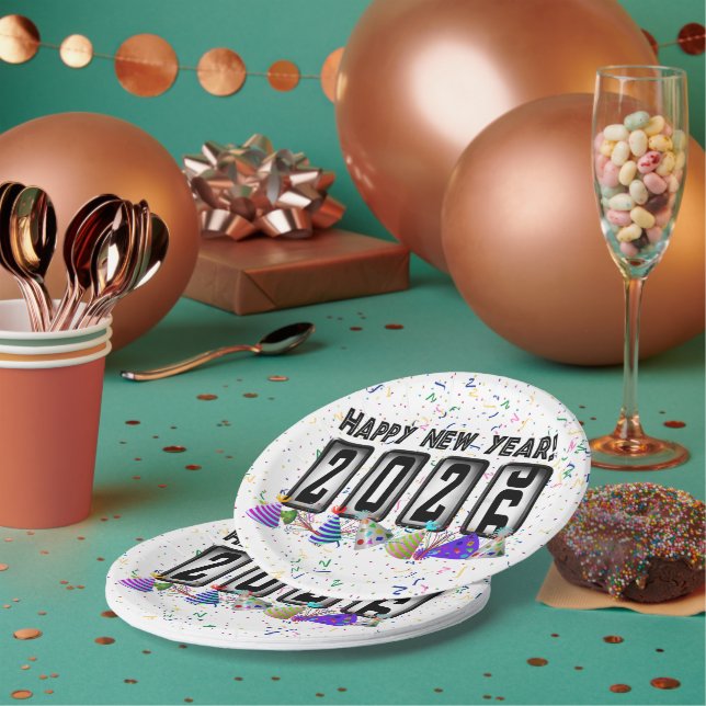 Assiettes En Carton Odometer New Years Party 2026 (Multi)