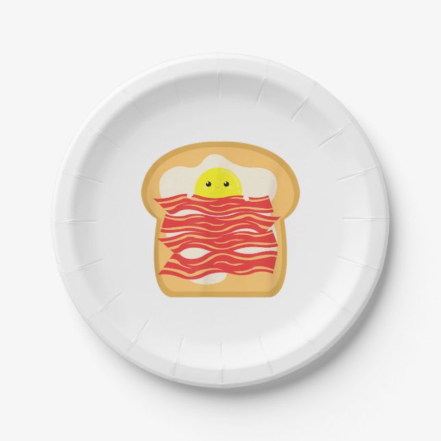 Assiettes En Carton Oeuf Amusant Dans Un T-Shirt Lit Bacon - Brea Nour (Devant)