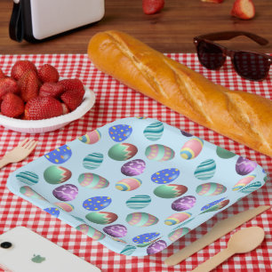 Assiettes En Carton Oeuf de Pâques Bleu Fête de Pâques Oeuf de Pâques